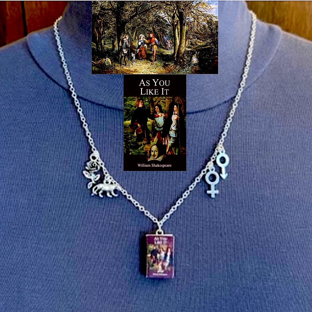 As You Like It by William Shakespeare Handmade Literature Necklace, Book Cover